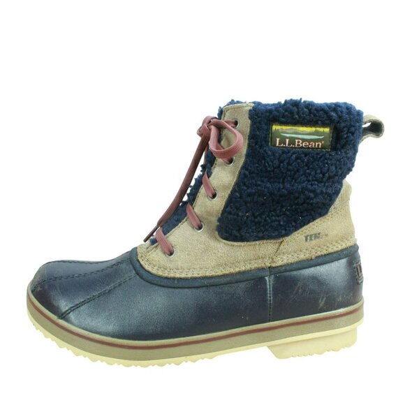 LL Bean Blue Suede Rangeley Insulated Ankle Pac Boots Waterproof Size 11 M - Picture 1 of 9